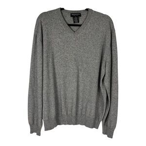 Hathaway Platinum - Men's V Neck Sweater Cashmere Silk Blend Gray - Sz. XL